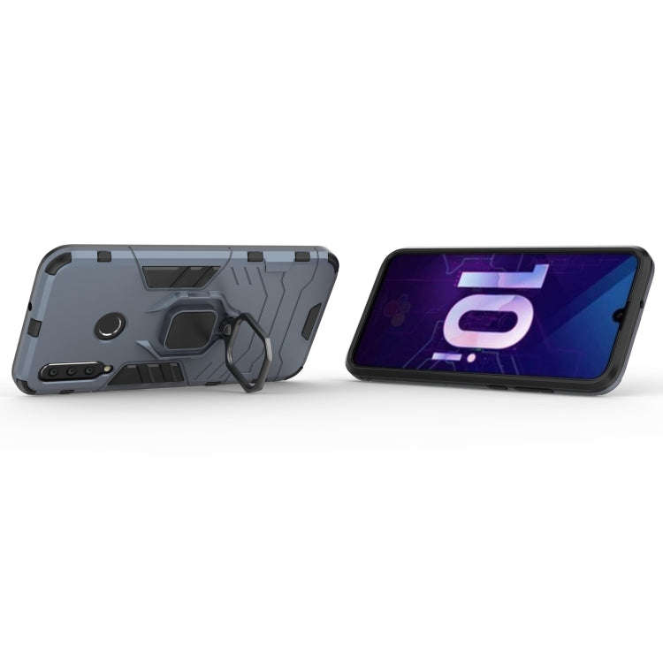 PC + TPU Shockproof Protective Case with Magnetic Ring Holder for Huawei Honor 10i(Navy Blue)