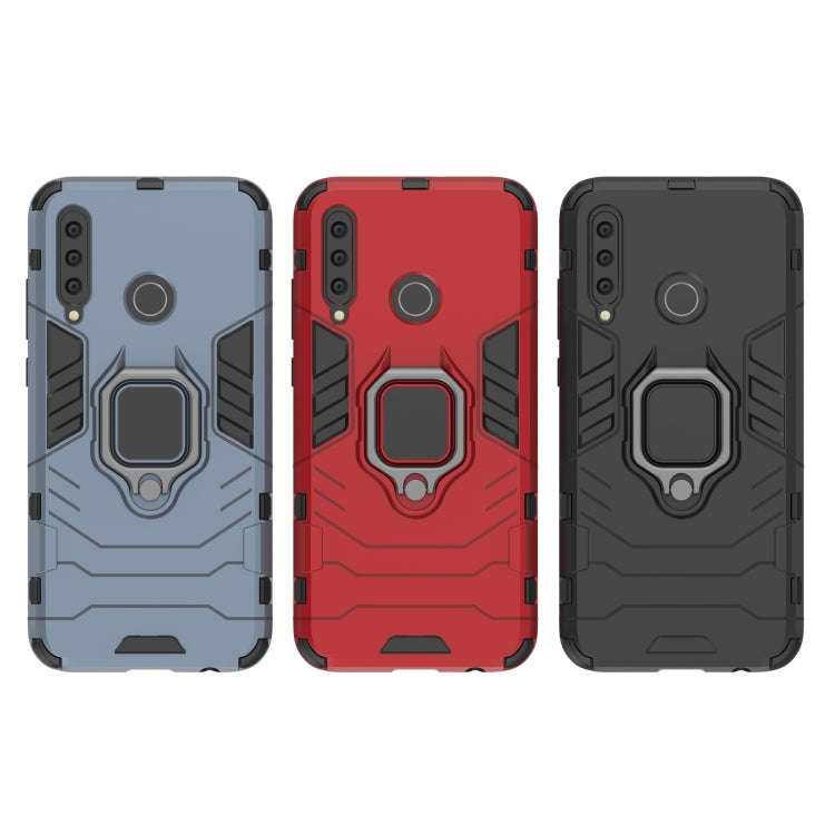 PC + TPU Shockproof Protective Case with Magnetic Ring Holder for Huawei Honor 10i(Navy Blue)