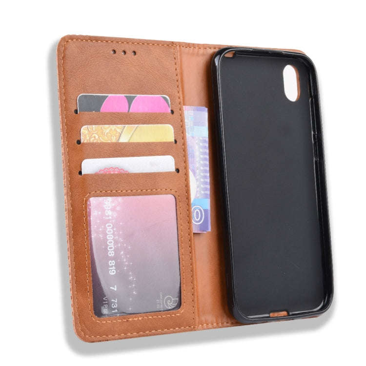 Magnetic Buckle Retro Crazy Horse Texture Horizontal Flip Leather Case for Huawei Honor 8S, with ...