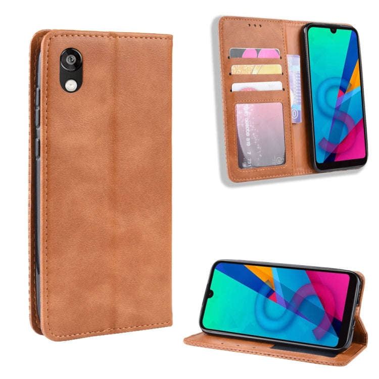 Magnetic Buckle Retro Crazy Horse Texture Horizontal Flip Leather Case for Huawei Honor 8S, with ...