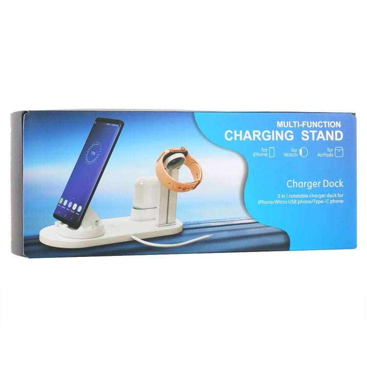 HQ-UD15 5 in 1 Micro USB + USB-C / Type-C + 8 Pin Interface Phone Charging Base with 8 Pin Earpho...