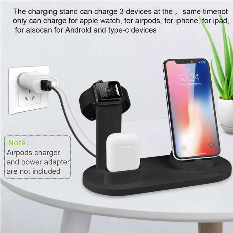 HQ-UD15 5 in 1 Micro USB + USB-C / Type-C + 8 Pin Interface Phone Charging Base with 8 Pin Earpho...
