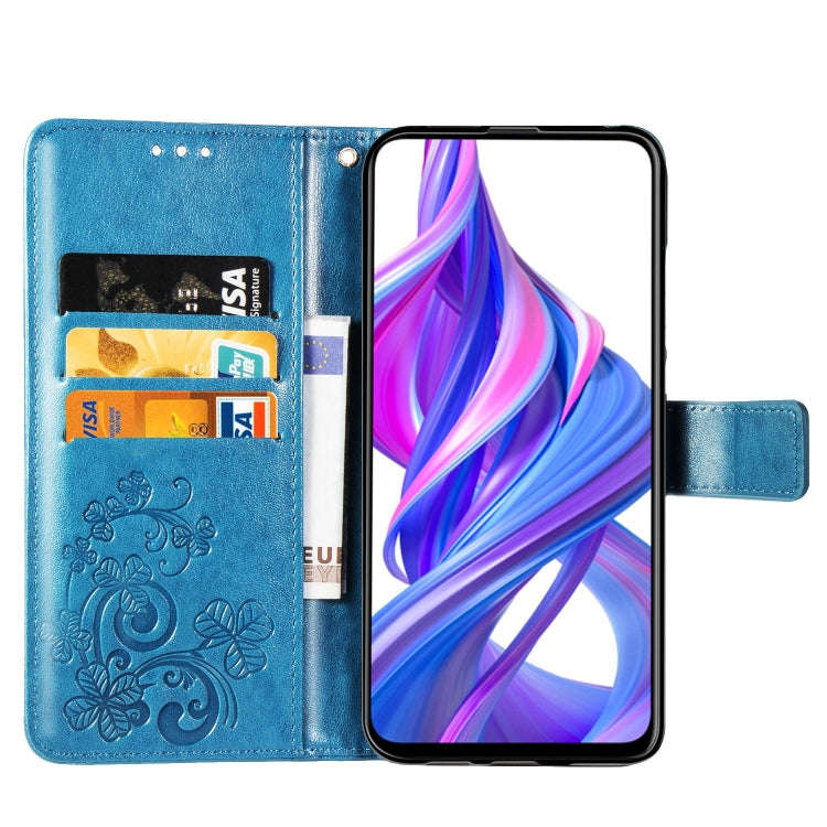 Lucky Clover Pressed Flowers Pattern Leather Case for Huawei Honor 9X Pro, with Holder & Card Slo...