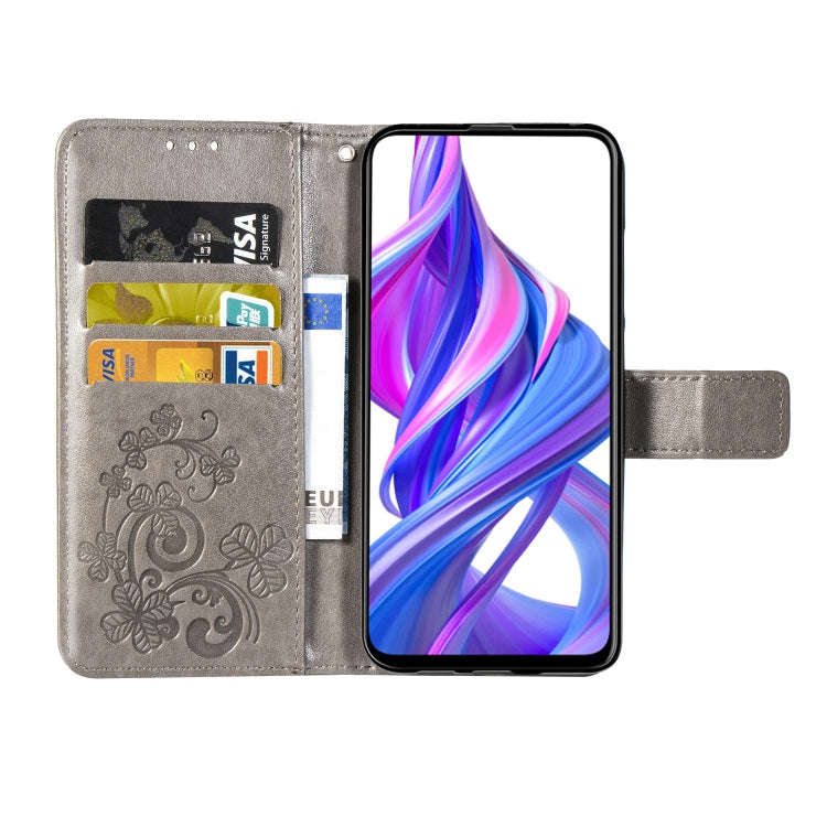 Lucky Clover Pressed Flowers Pattern Leather Case for Huawei Honor 9X Pro, with Holder & Card Slo...