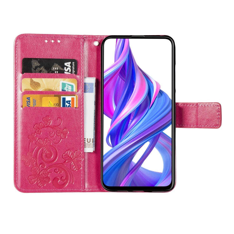 Lucky Clover Pressed Flowers Pattern Leather Case for Huawei Honor 9X Pro, with Holder & Card Slo...