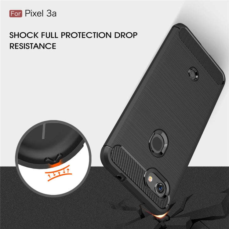 Brushed Texture Carbon Fiber TPU Case for Google Pixel 3a(Red)