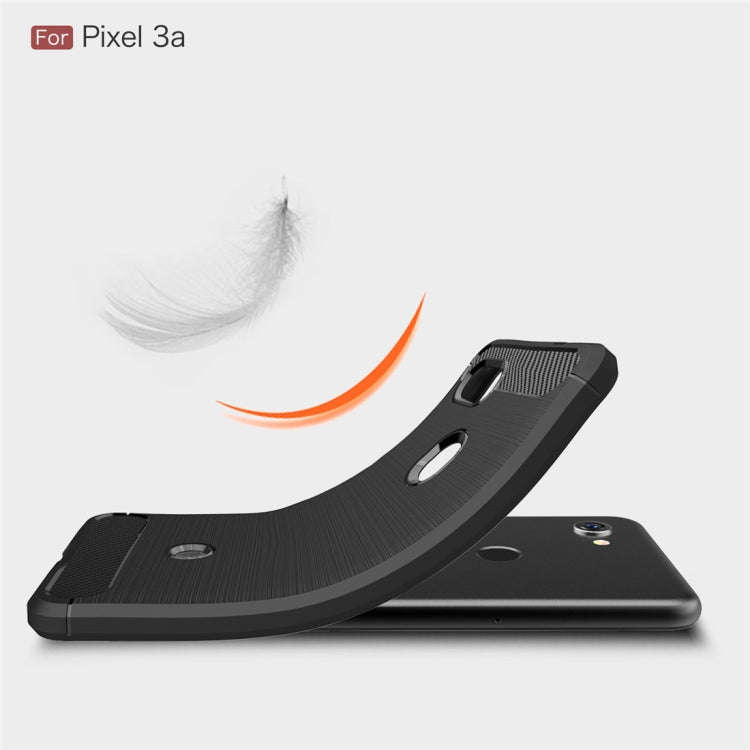 Brushed Texture Carbon Fiber TPU Case for Google Pixel 3a(Red)