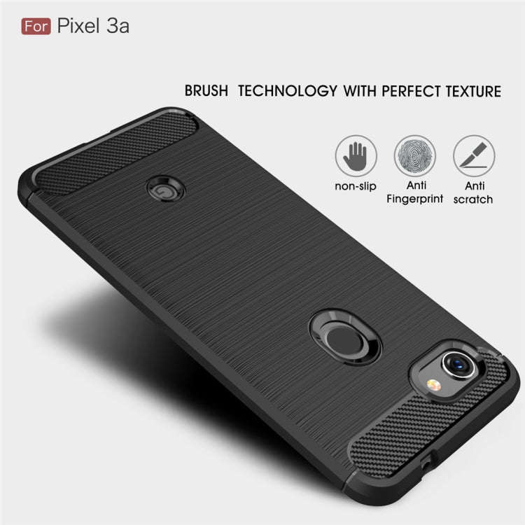 Brushed Texture Carbon Fiber TPU Case for Google Pixel 3a(Red)