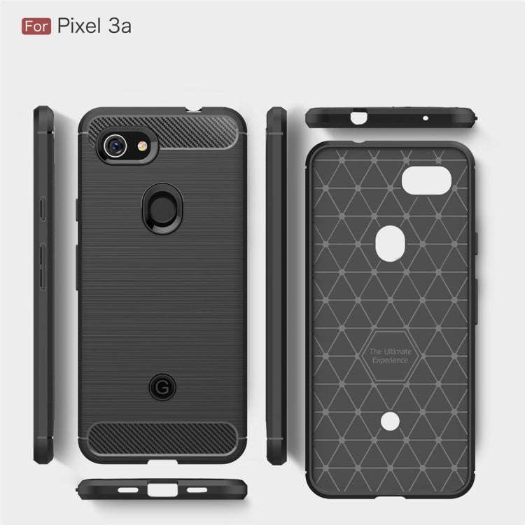 Brushed Texture Carbon Fiber TPU Case for Google Pixel 3a(Red)