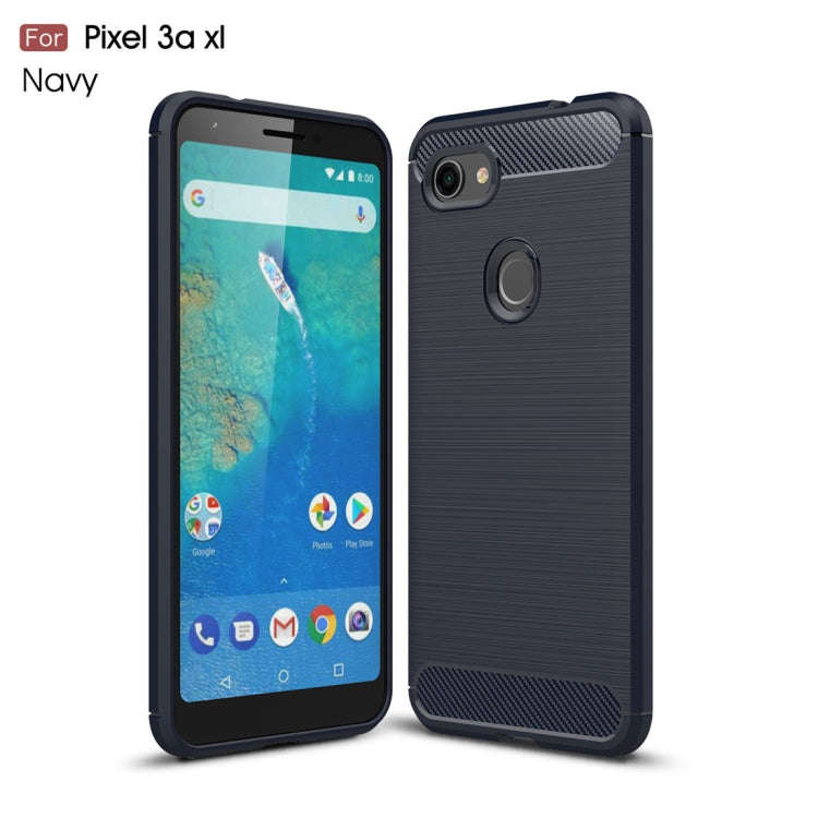 Brushed Texture Carbon Fiber TPU Case for Google Pixel 3a XL(Navy Blue)