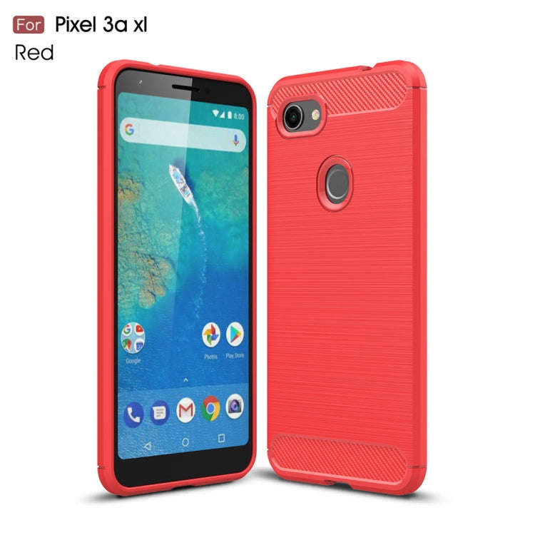 Brushed Texture Carbon Fiber TPU Case for Google Pixel 3a XL(Red)