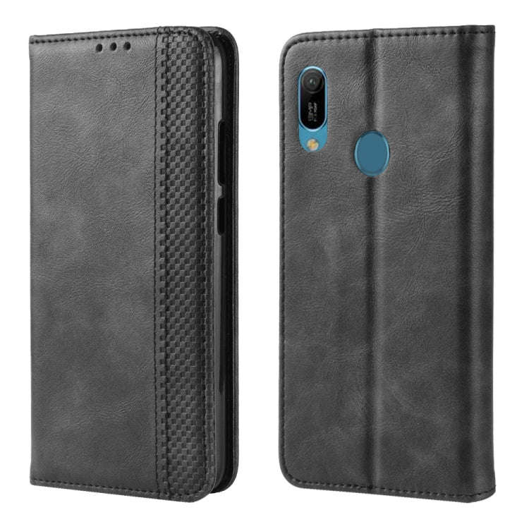 Magnetic Buckle Retro Crazy Horse Texture Horizontal Flip Leather Case for Huawei Y6 (2019), with...