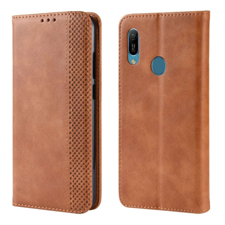 Magnetic Buckle Retro Crazy Horse Texture Horizontal Flip Leather Case for Huawei Y6 (2019), with...