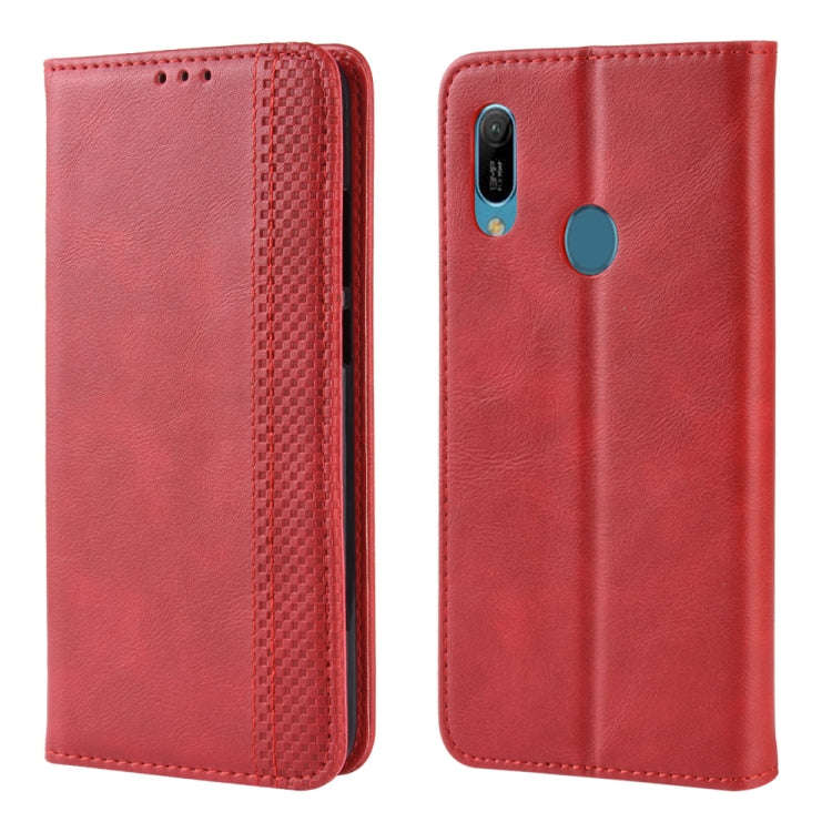 Magnetic Buckle Retro Crazy Horse Texture Horizontal Flip Leather Case for Huawei Y6 (2019), with...