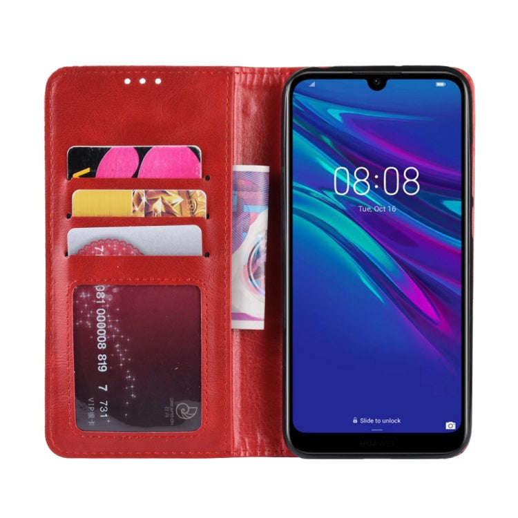 Magnetic Buckle Retro Crazy Horse Texture Horizontal Flip Leather Case for Huawei Y6 (2019), with...