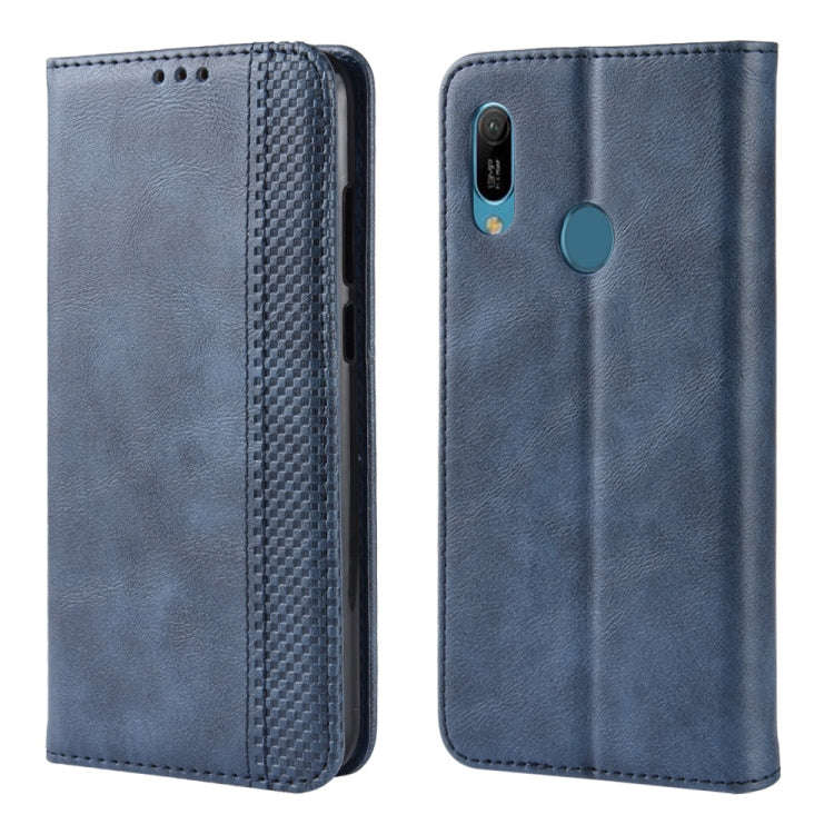 Magnetic Buckle Retro Crazy Horse Texture Horizontal Flip Leather Case for Huawei Y6 (2019), with...