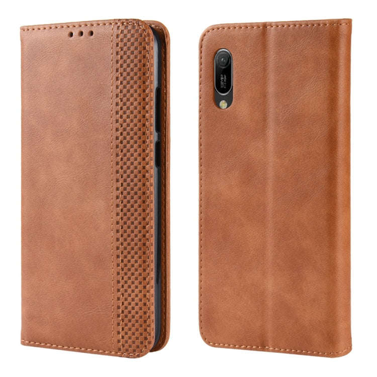 Magnetic Buckle Retro Crazy Horse Texture Horizontal Flip Leather Case for Huawei Y6 Pro (2019)  ...