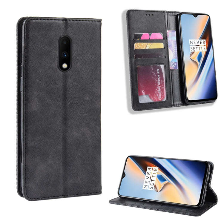 Magnetic Buckle Retro Crazy Horse Texture Horizontal Flip Leather Case for OnePlus 7, with Holder...