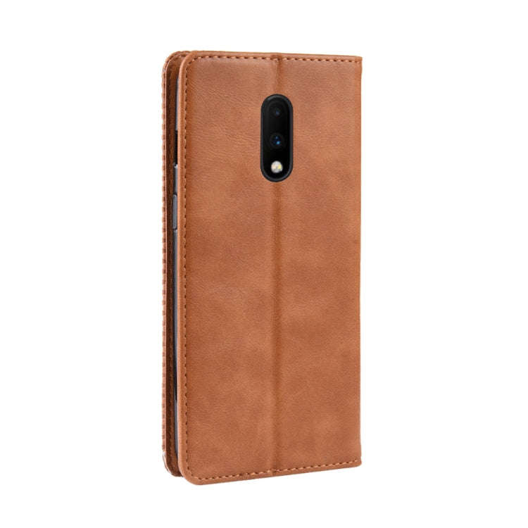Magnetic Buckle Retro Crazy Horse Texture Horizontal Flip Leather Case for OnePlus 7, with Holder...