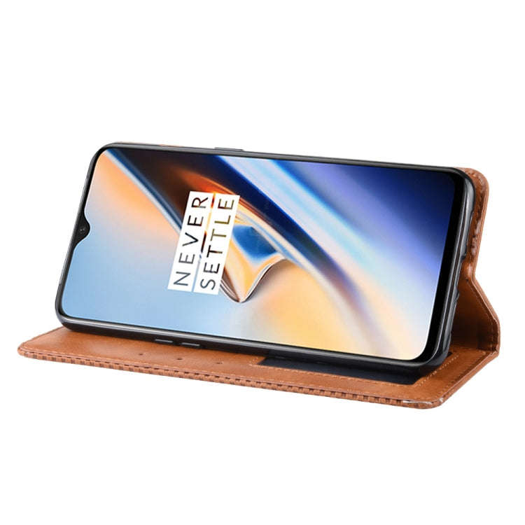 Magnetic Buckle Retro Crazy Horse Texture Horizontal Flip Leather Case for OnePlus 7, with Holder...