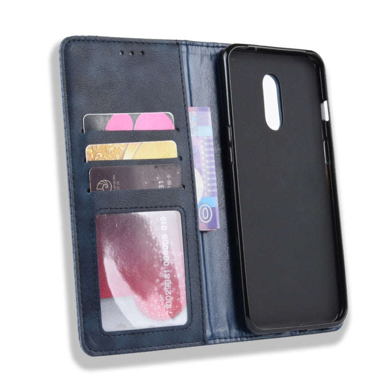 Magnetic Buckle Retro Crazy Horse Texture Horizontal Flip Leather Case for OnePlus 7, with Holder...