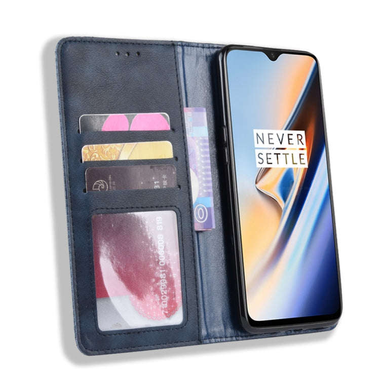 Magnetic Buckle Retro Crazy Horse Texture Horizontal Flip Leather Case for OnePlus 7, with Holder...