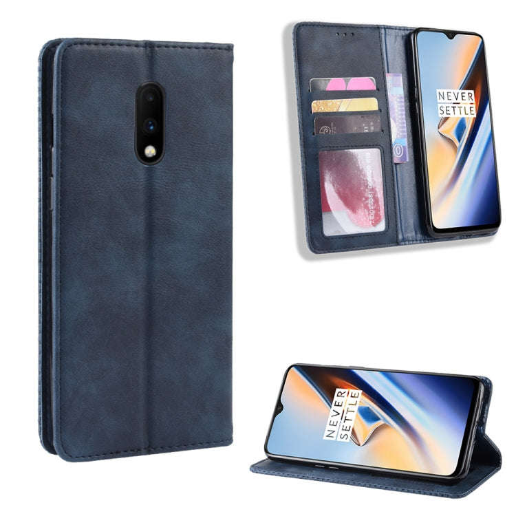 Magnetic Buckle Retro Crazy Horse Texture Horizontal Flip Leather Case for OnePlus 7, with Holder...