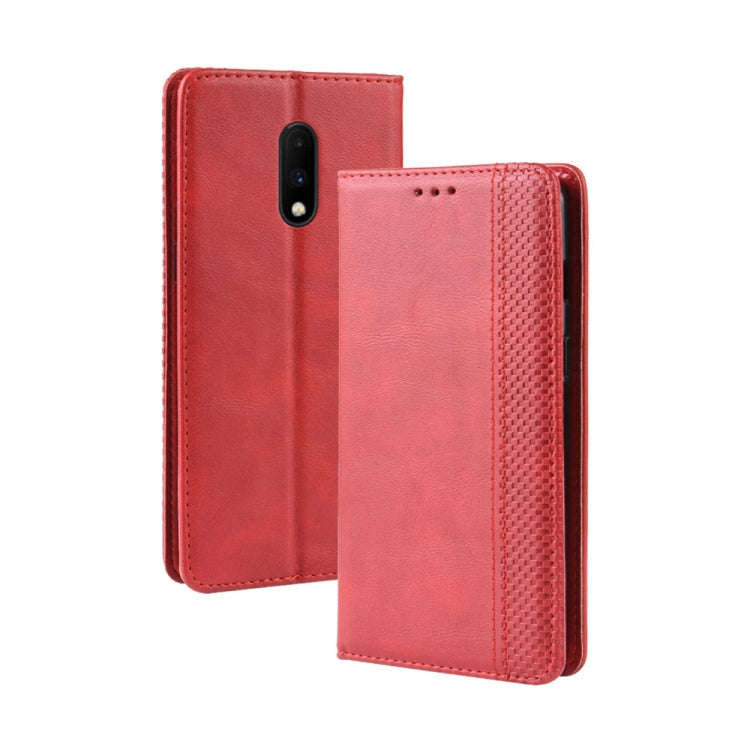 Magnetic Buckle Retro Crazy Horse Texture Horizontal Flip Leather Case for OnePlus 7, with Holder...