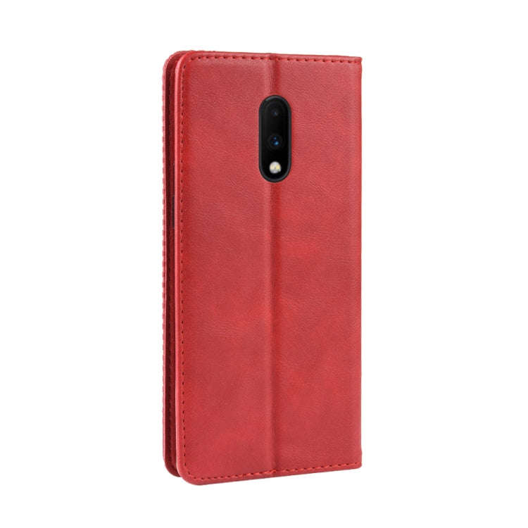 Magnetic Buckle Retro Crazy Horse Texture Horizontal Flip Leather Case for OnePlus 7, with Holder...