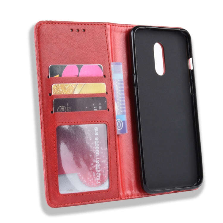 Magnetic Buckle Retro Crazy Horse Texture Horizontal Flip Leather Case for OnePlus 7, with Holder...