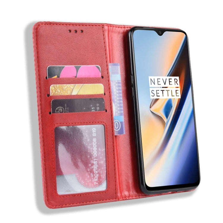 Magnetic Buckle Retro Crazy Horse Texture Horizontal Flip Leather Case for OnePlus 7, with Holder...