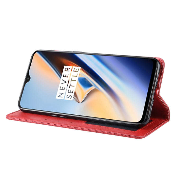 Magnetic Buckle Retro Crazy Horse Texture Horizontal Flip Leather Case for OnePlus 7, with Holder...