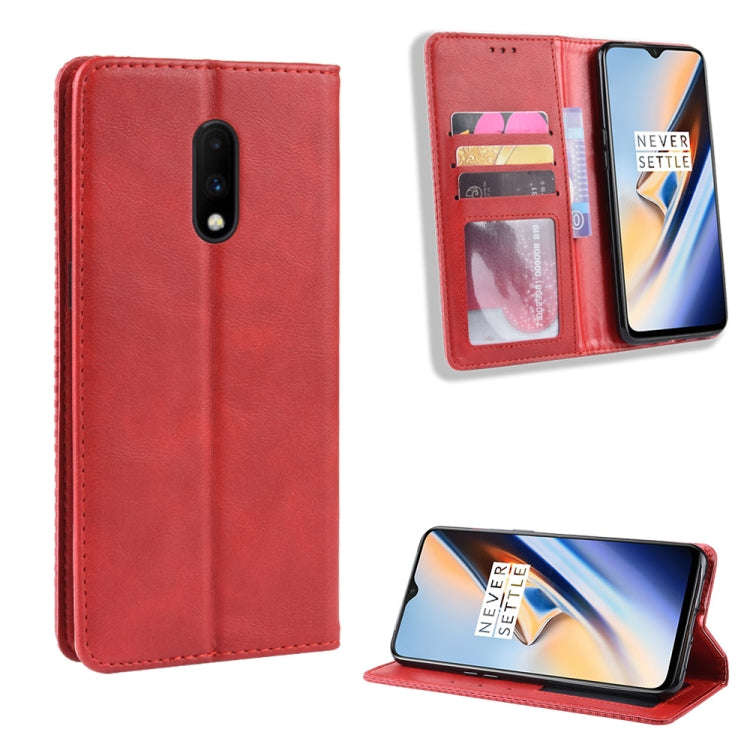 Magnetic Buckle Retro Crazy Horse Texture Horizontal Flip Leather Case for OnePlus 7, with Holder...