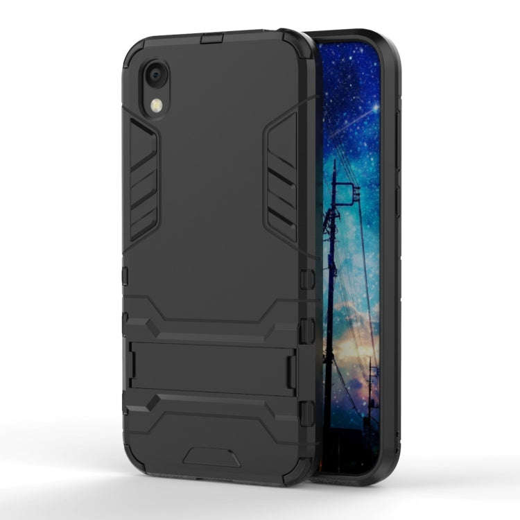 Shockproof PC + TPU Case for Huawei Honor 8S, with Holder(Black)