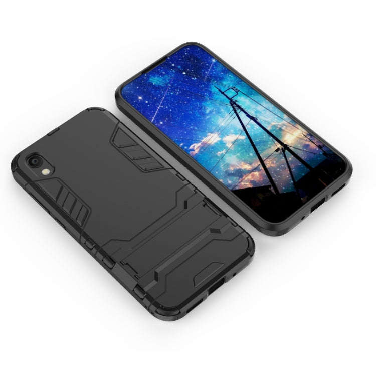 Shockproof PC + TPU Case for Huawei Honor 8S, with Holder(Black)