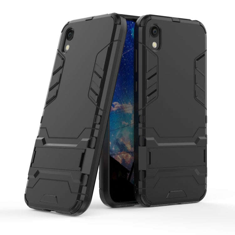 Shockproof PC + TPU Case for Huawei Honor 8S, with Holder(Black)