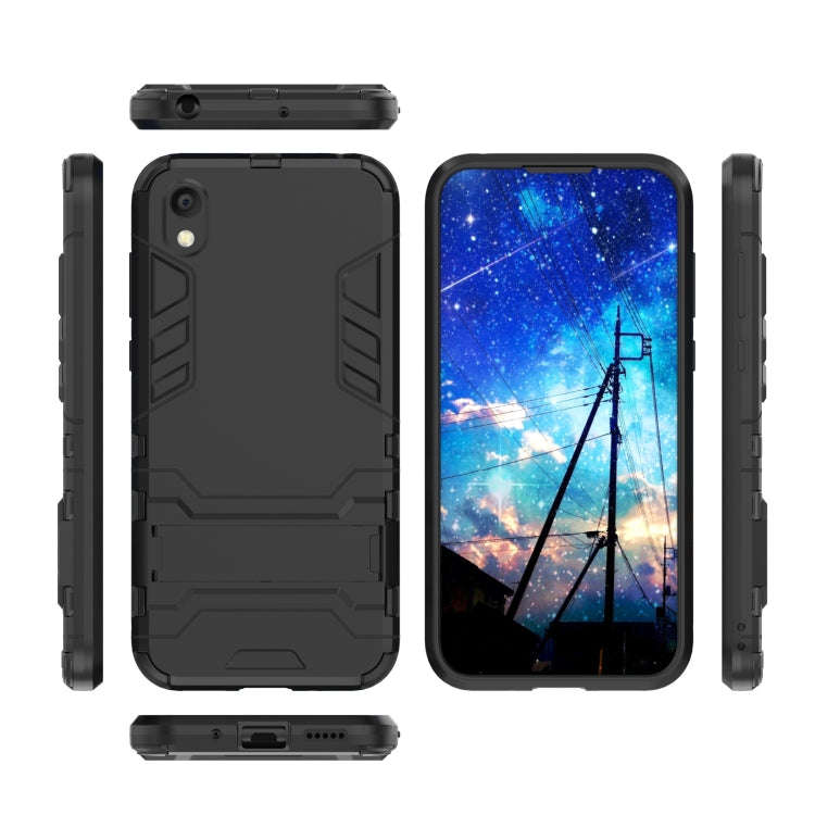 Shockproof PC + TPU Case for Huawei Honor 8S, with Holder(Black)