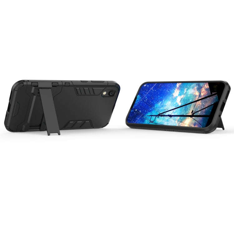 Shockproof PC + TPU Case for Huawei Honor 8S, with Holder(Black)