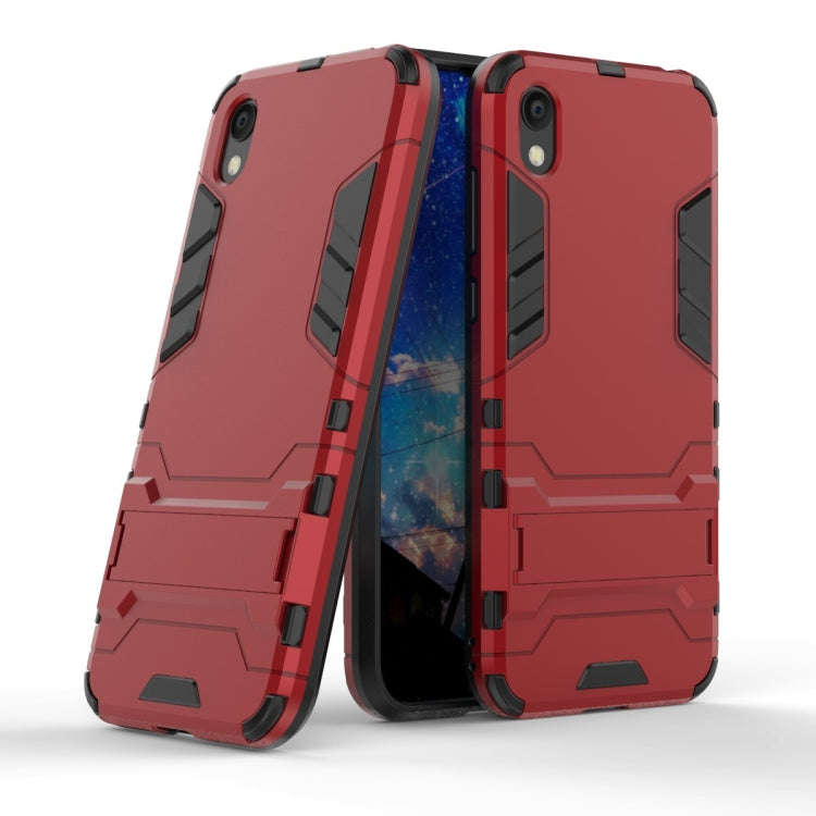 Shockproof PC + TPU Case for Huawei Honor 8S, with Holder(Red)