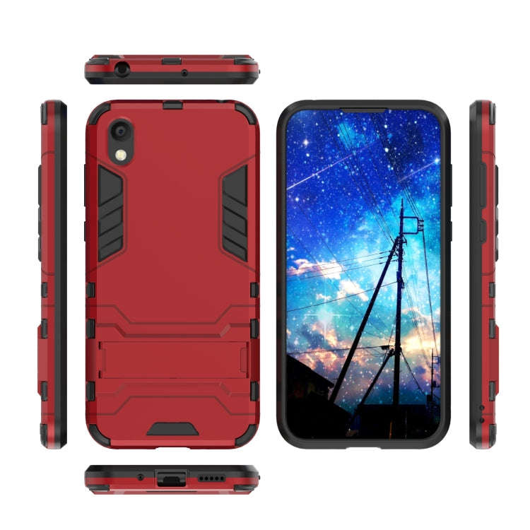 Shockproof PC + TPU Case for Huawei Honor 8S, with Holder(Red)