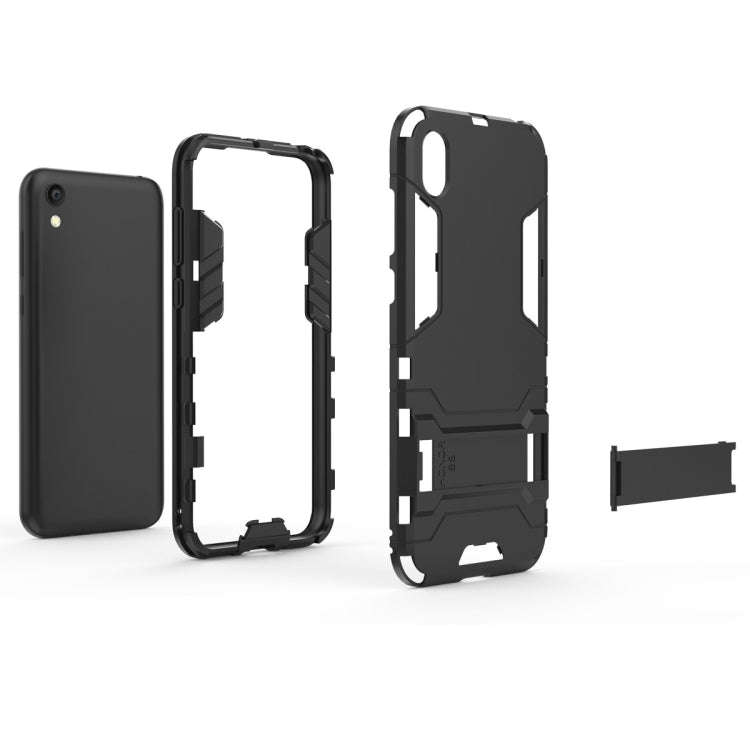 Shockproof PC + TPU Case for Huawei Honor 8S, with Holder(Red)
