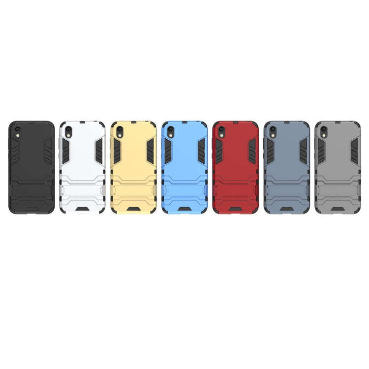 Shockproof PC + TPU Case for Huawei Honor 8S, with Holder(Red)