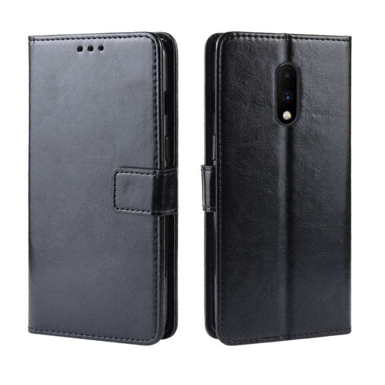 Retro Crazy Horse Texture Horizontal Flip Leather Case for OnePlus 7, with Holder & Card Slots & ...