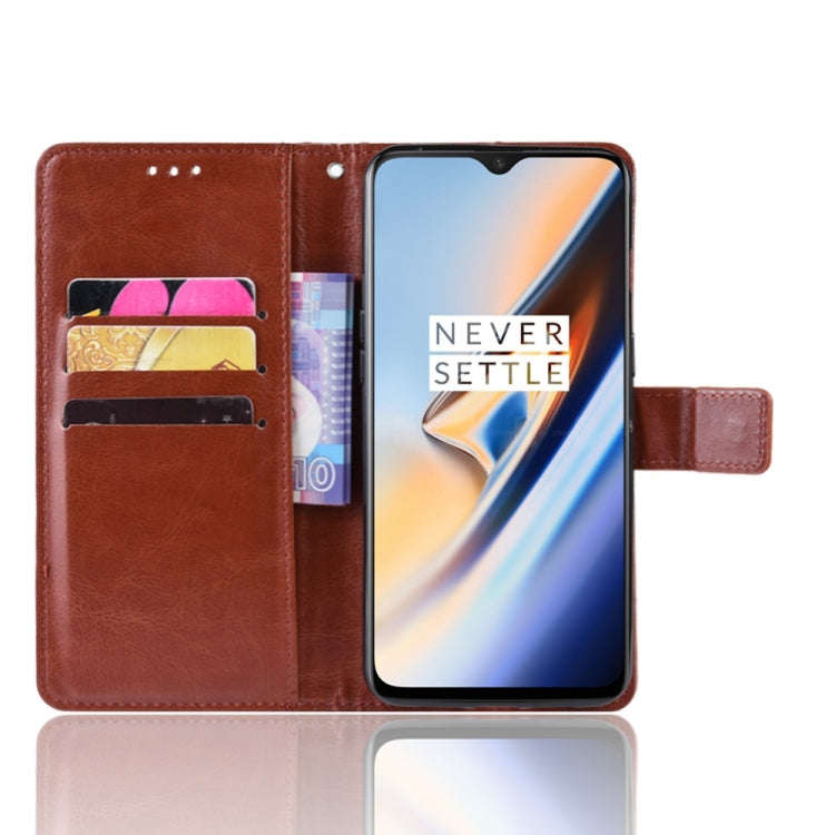 Retro Crazy Horse Texture Horizontal Flip Leather Case for OnePlus 7, with Holder & Card Slots & ...