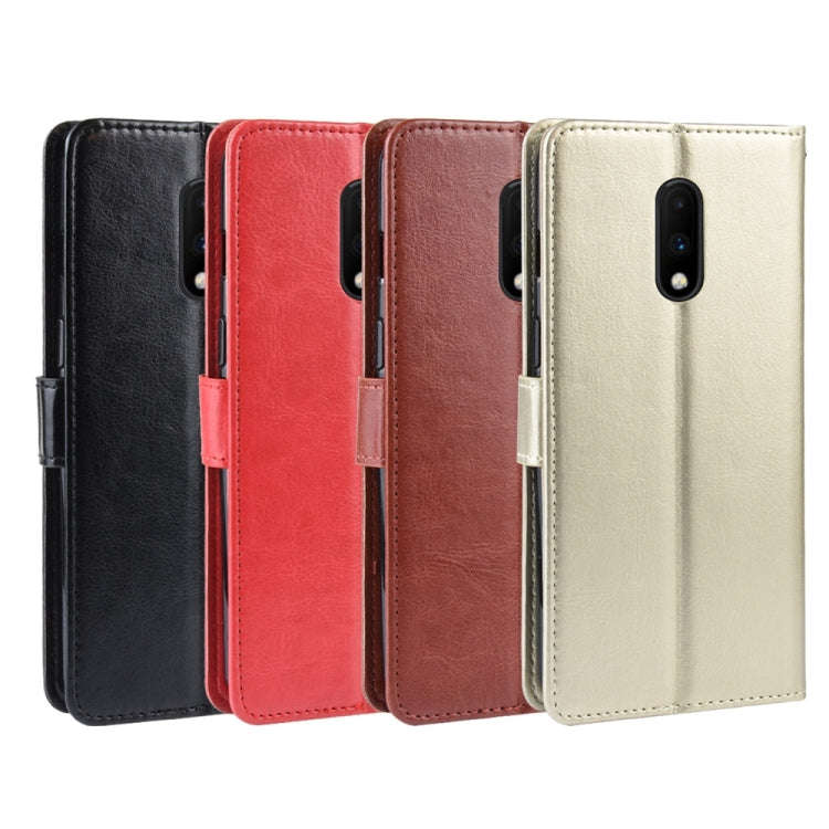 Retro Crazy Horse Texture Horizontal Flip Leather Case for OnePlus 7, with Holder & Card Slots & ...