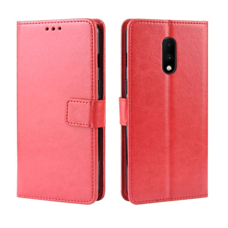 Retro Crazy Horse Texture Horizontal Flip Leather Case for OnePlus 7, with Holder & Card Slots & ...