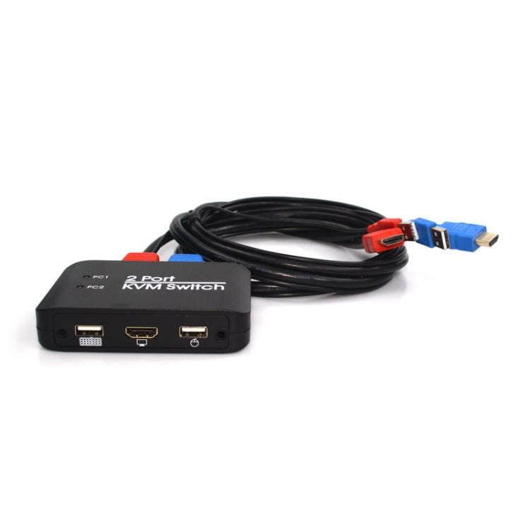 2 Ports USB HDMI KVM Switch Switcher with Cable for Monitor, Keyboard, Mouse, HDMI Switch, Suppor...