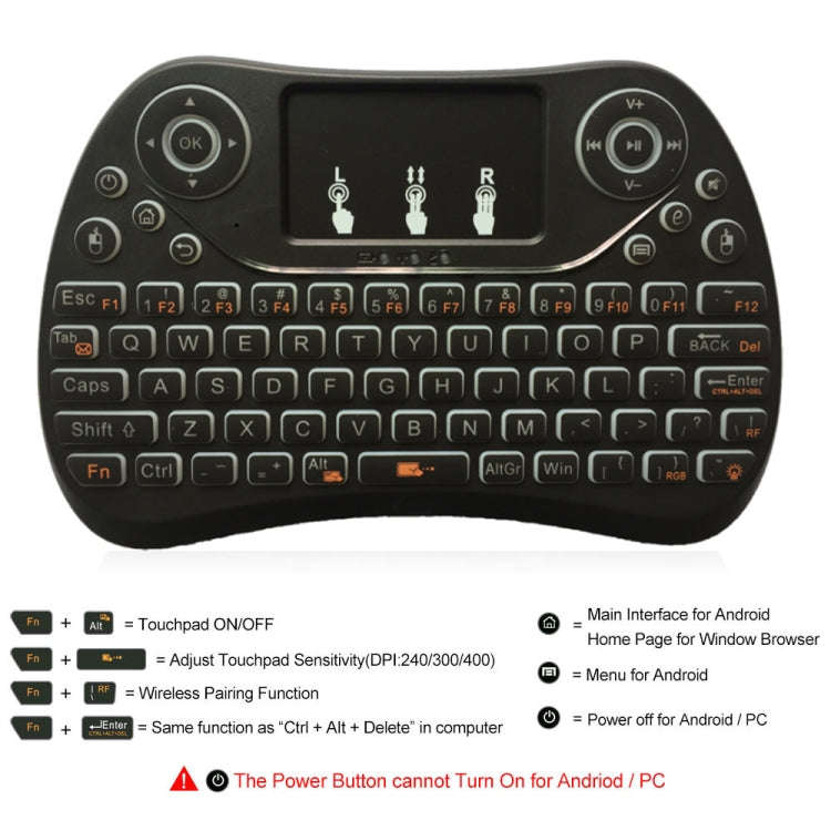 I8 Max 2.4GHz Mini Wireless Keyboard with Touchpad Rechargeable Fly Air Mouse Smart Game 7-color ...