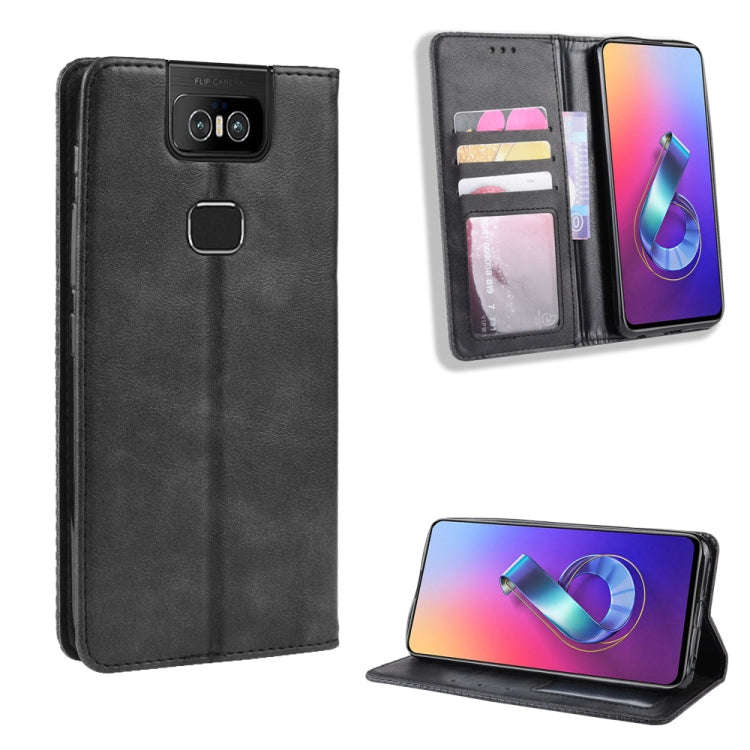 Magnetic Buckle Retro Crazy Horse Texture Horizontal Flip Leather Case for Asus Zenfone 6 ZS630KL...