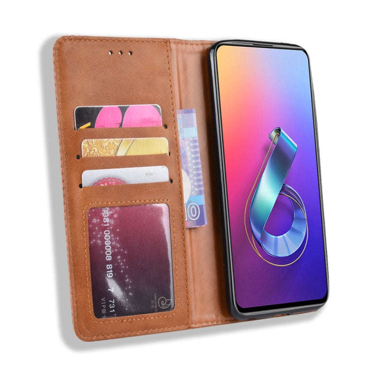 Magnetic Buckle Retro Crazy Horse Texture Horizontal Flip Leather Case for Asus Zenfone 6 ZS630KL...